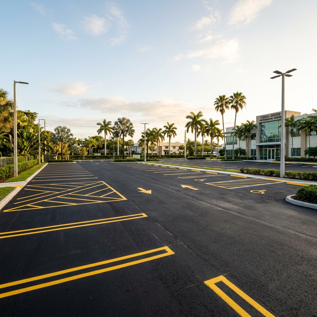 Commercial asphalt repair near Coral Springs Aquatic Complex in Coral Springs